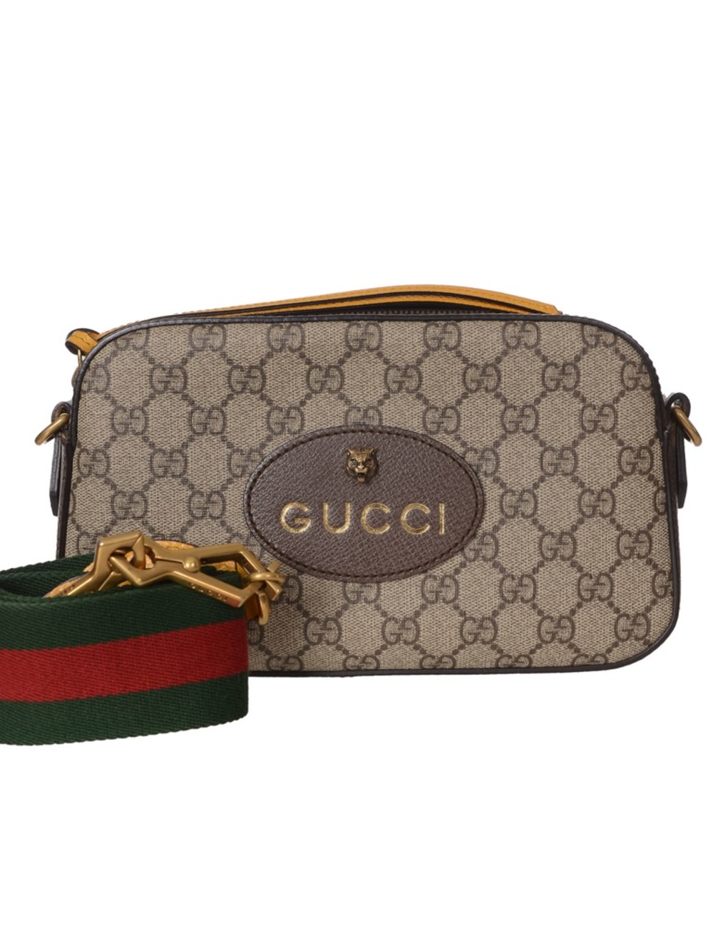 ♥️Gucci Ophidia Zip Around Camera Beige GG Supreme Canvas Shoulder Bag with Gold